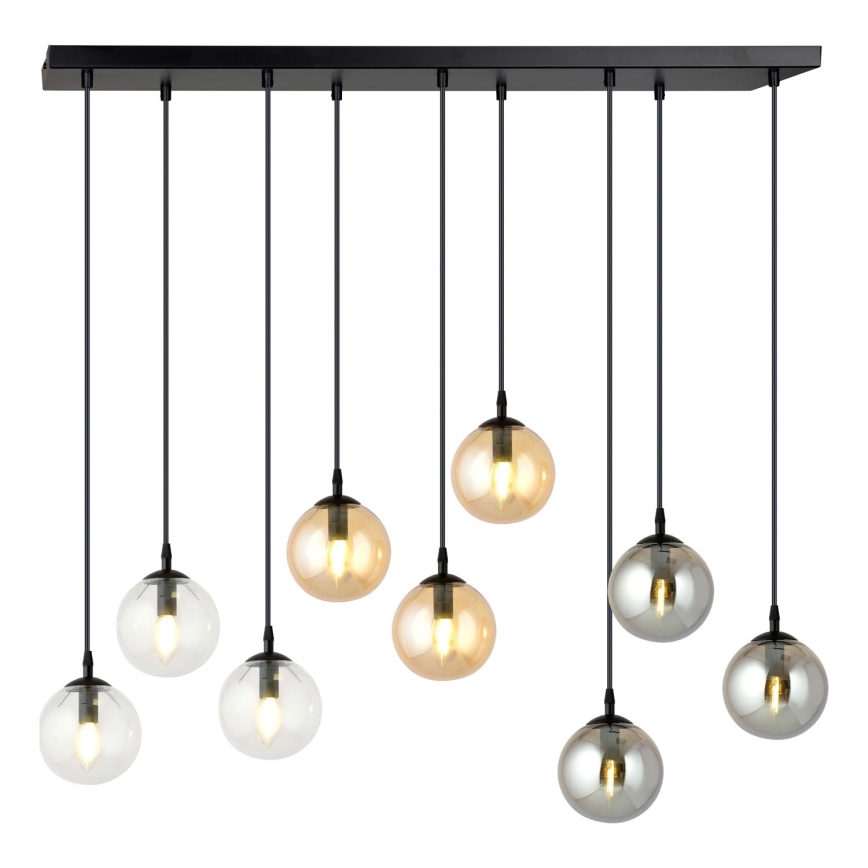 Hanglamp aan een koord COSMO 9xE14/10W/230V zwart/grijs/beige/doorzichtig