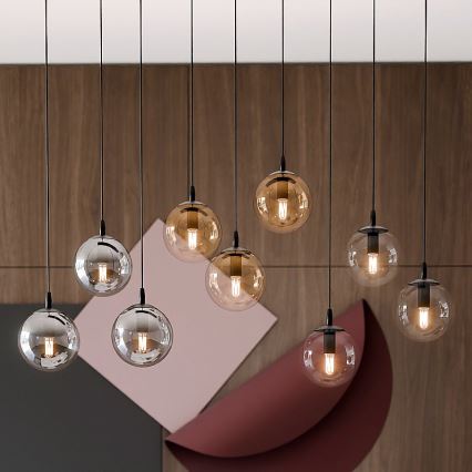 Hanglamp aan een koord COSMO 9xE14/10W/230V zwart/grijs/beige/doorzichtig