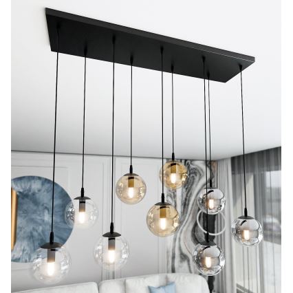 Hanglamp aan een koord COSMO 9xE14/10W/230V zwart/grijs/beige/doorzichtig