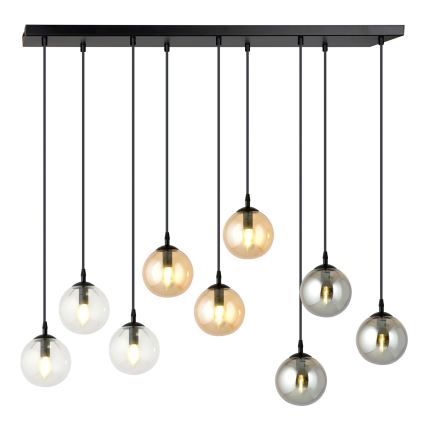 Hanglamp aan een koord COSMO 9xE14/10W/230V zwart/grijs/beige/doorzichtig