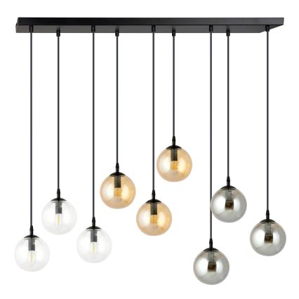 Hanglamp aan een koord COSMO 9xE14/10W/230V zwart/grijs/beige/doorzichtig