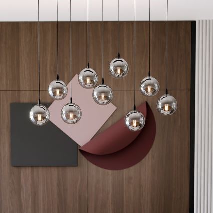 Hanglamp aan een koord COSMO 9xE14/10W/230V zwart/grijs