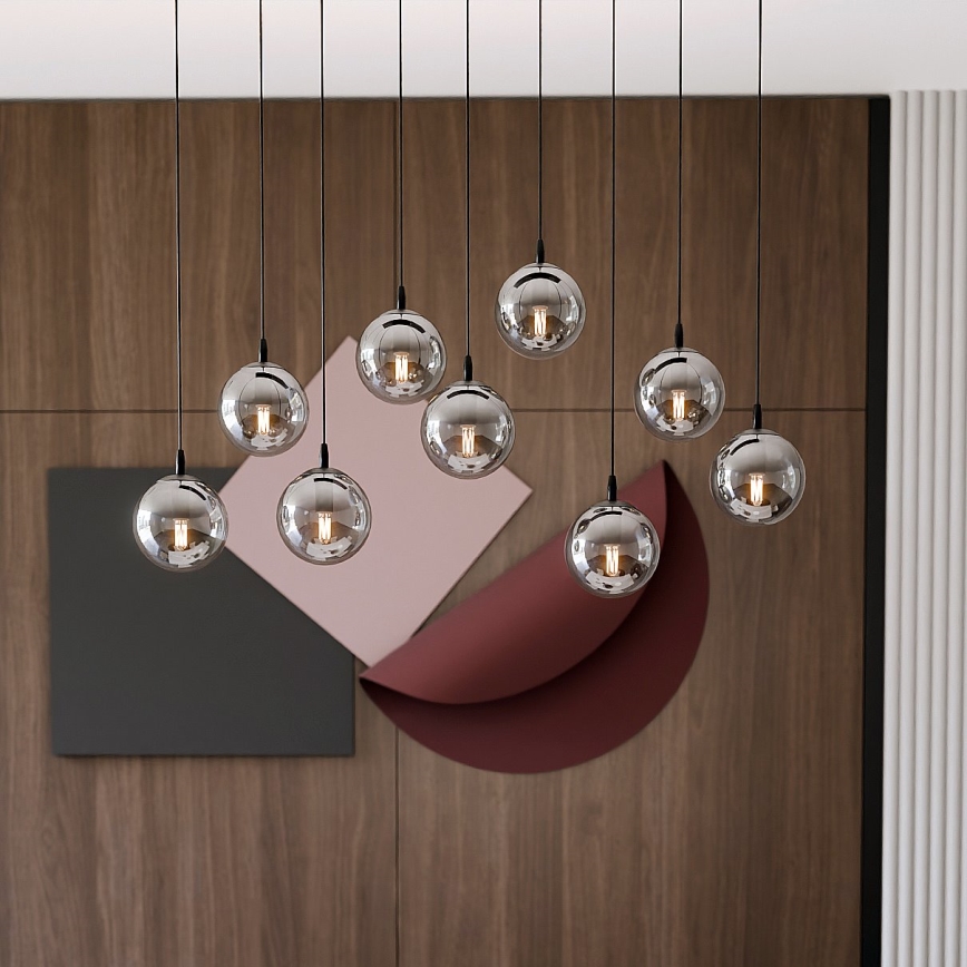 Hanglamp aan een koord COSMO 9xE14/10W/230V zwart/grijs