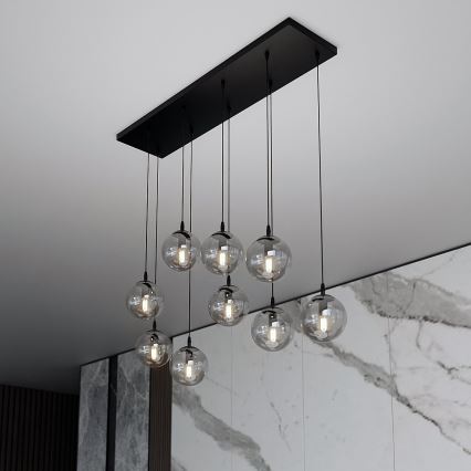 Hanglamp aan een koord COSMO 9xE14/10W/230V zwart/grijs