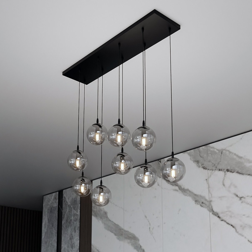 Hanglamp aan een koord COSMO 9xE14/10W/230V zwart/grijs
