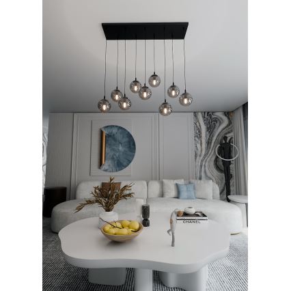 Hanglamp aan een koord COSMO 9xE14/10W/230V zwart/grijs