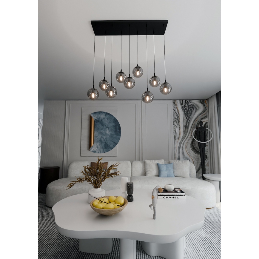 Hanglamp aan een koord COSMO 9xE14/10W/230V zwart/grijs