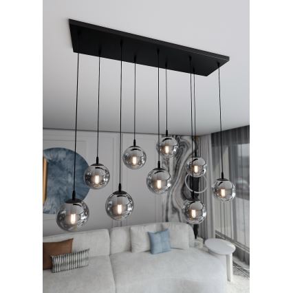 Hanglamp aan een koord COSMO 9xE14/10W/230V zwart/grijs