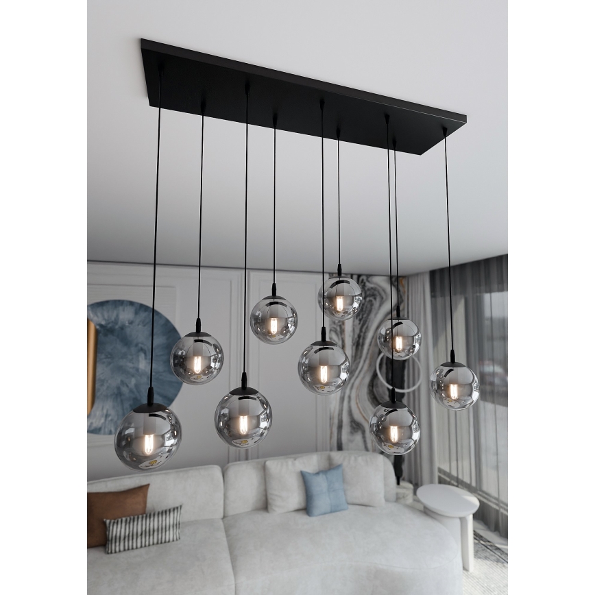 Hanglamp aan een koord COSMO 9xE14/10W/230V zwart/grijs