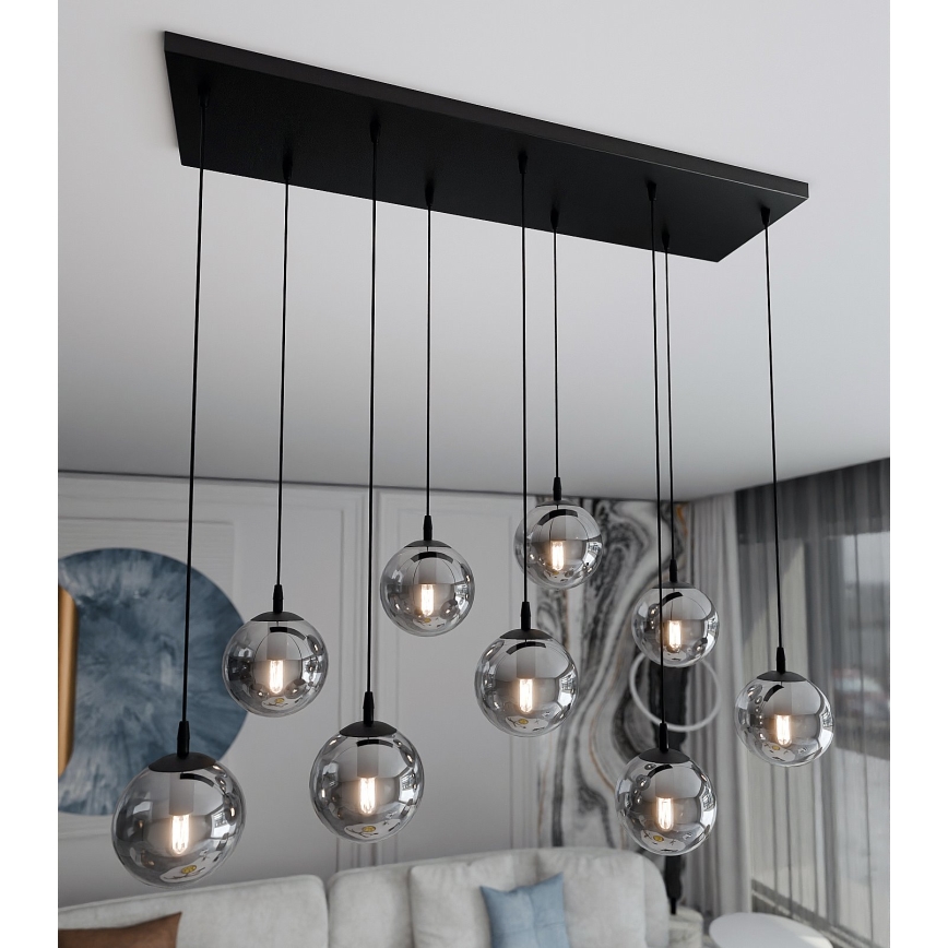 Hanglamp aan een koord COSMO 9xE14/10W/230V zwart/grijs