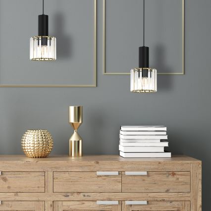 Hanglamp aan een koord CRISTAL 1xE27/60W/230V zwart