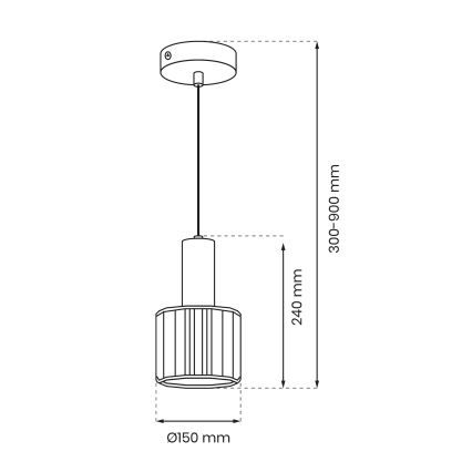 Hanglamp aan een koord CRISTAL 1xE27/60W/230V zwart