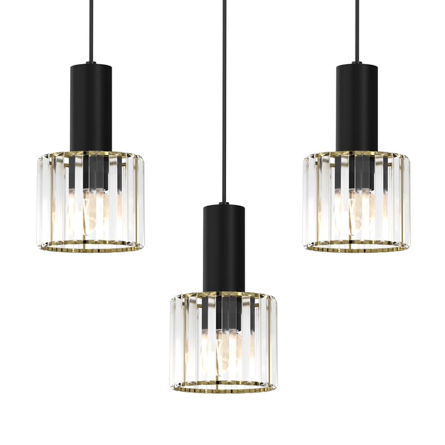 Hanglamp aan een koord CRISTAL 3xE27/60W/230V zwart