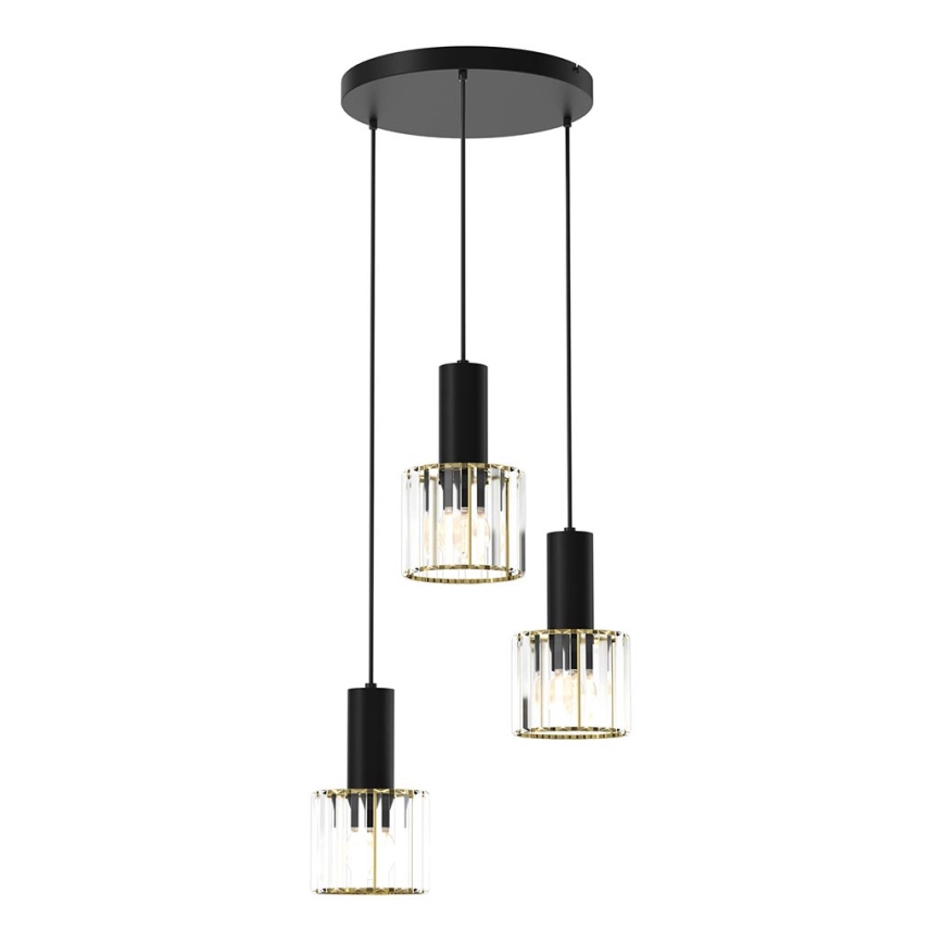 Hanglamp aan een koord CRISTAL 3xE27/60W/230V zwart