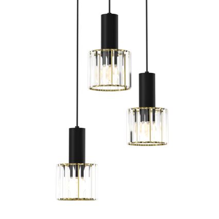 Hanglamp aan een koord CRISTAL 3xE27/60W/230V zwart