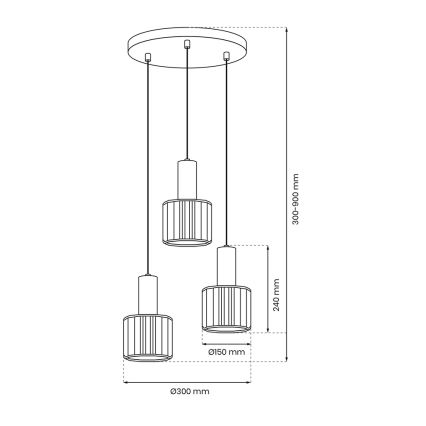 Hanglamp aan een koord CRISTAL 3xE27/60W/230V zwart