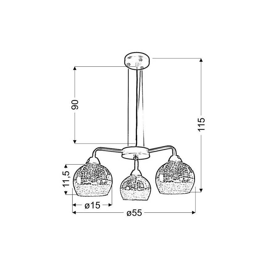 Hanglamp aan een koord CROMINA 3xE27/60W/230V