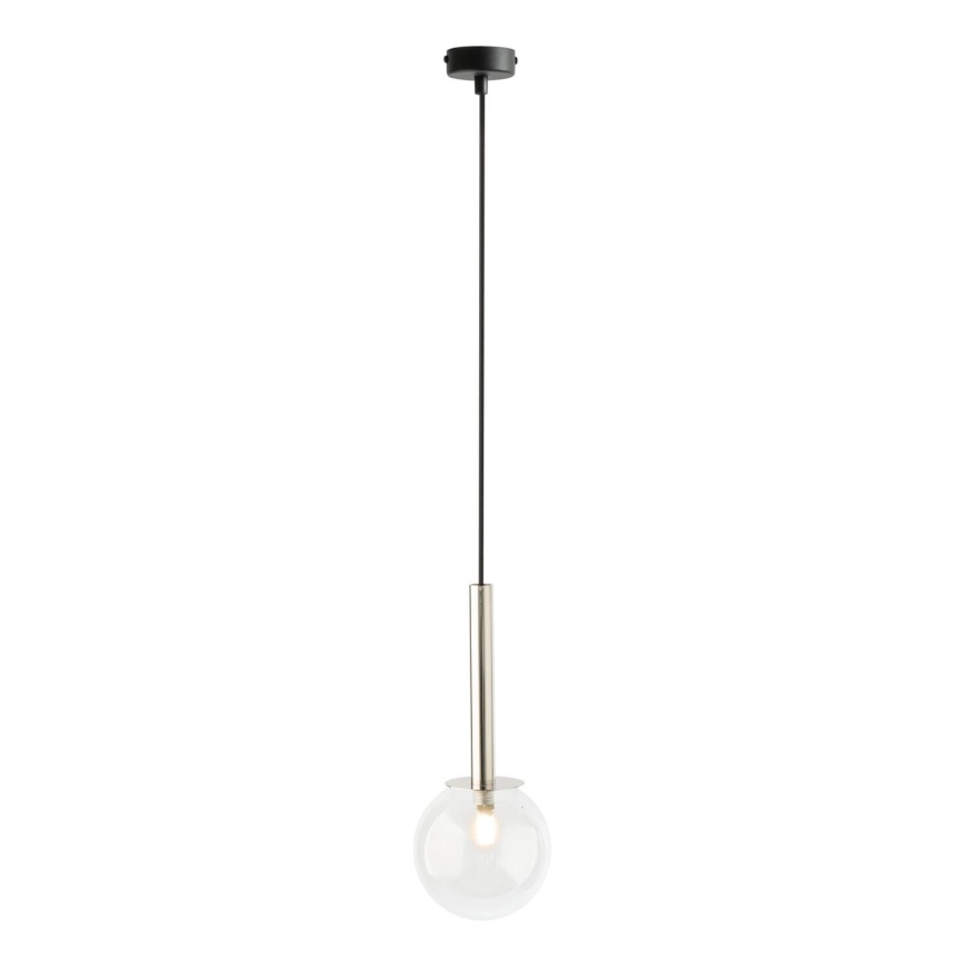 Hanglamp aan een koord DAISY 1xG9/12W/230V diameter 14 cm glanzend chroom/zwart/doorzichtig
