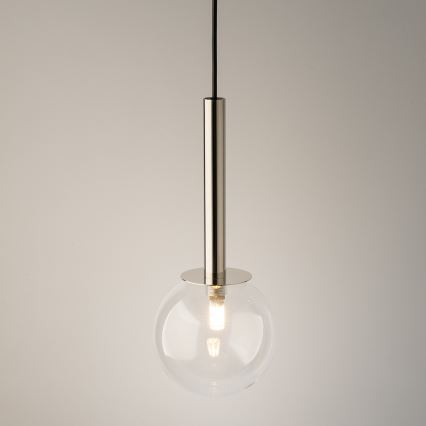 Hanglamp aan een koord DAISY 1xG9/12W/230V diameter 14 cm glanzend chroom/zwart/doorzichtig