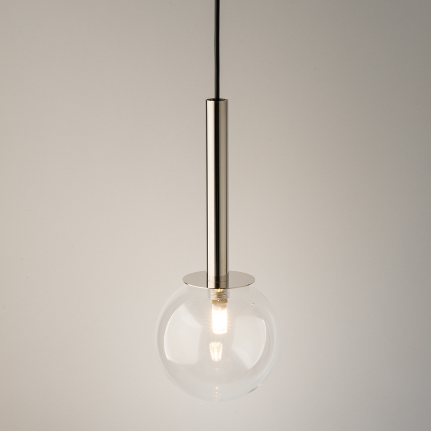 Hanglamp aan een koord DAISY 1xG9/12W/230V diameter 14 cm glanzend chroom/zwart/doorzichtig