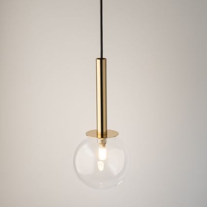 Hanglamp aan een koord DAISY 1xG9/12W/230V diameter 14 cm goud/zwart/doorzichtig