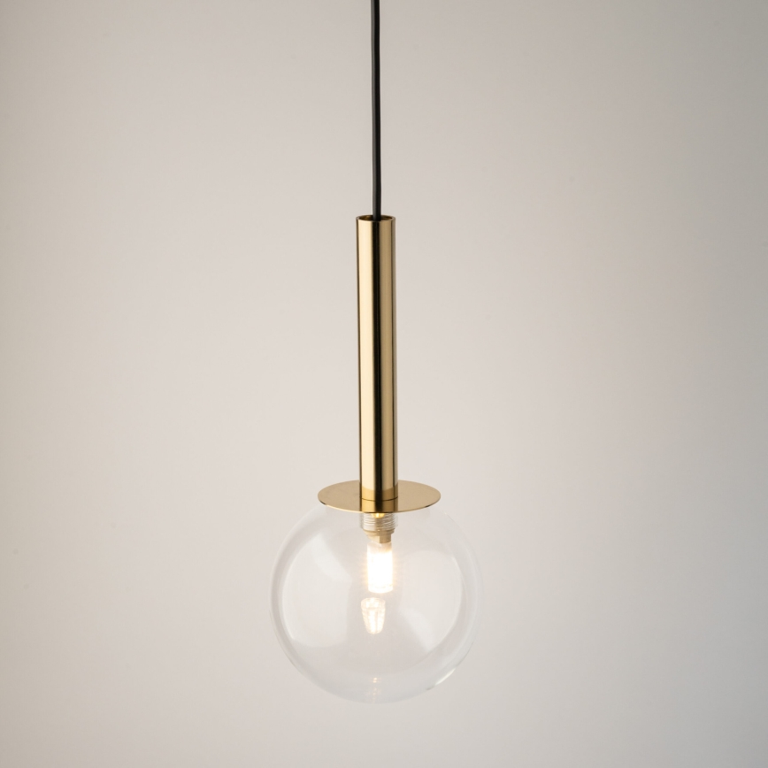 Hanglamp aan een koord DAISY 1xG9/12W/230V diameter 14 cm goud/zwart/doorzichtig