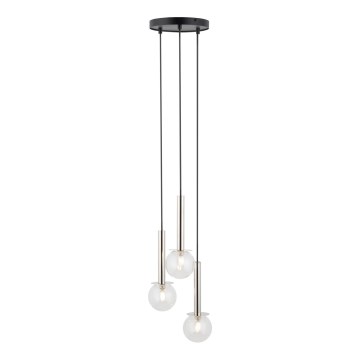 Hanglamp aan een koord DAISY 3xG9/12W/230V diameter 27 cm glanzend chroom/zwart/doorzichtig