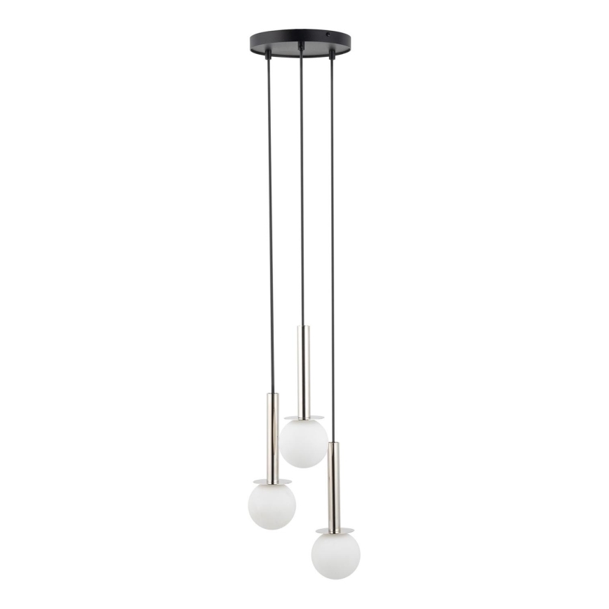 Hanglamp aan een koord DAISY 3xG9/12W/230V diameter 27 cm glanzend chroom/zwart/wit