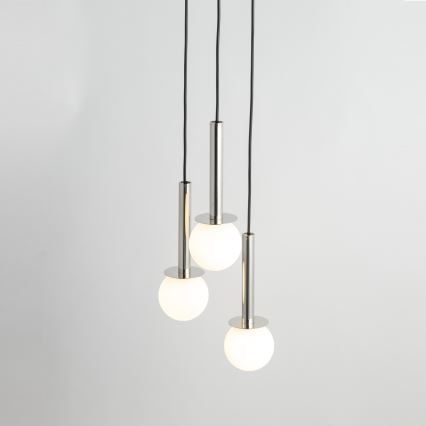 Hanglamp aan een koord DAISY 3xG9/12W/230V diameter 27 cm glanzend chroom/zwart/wit