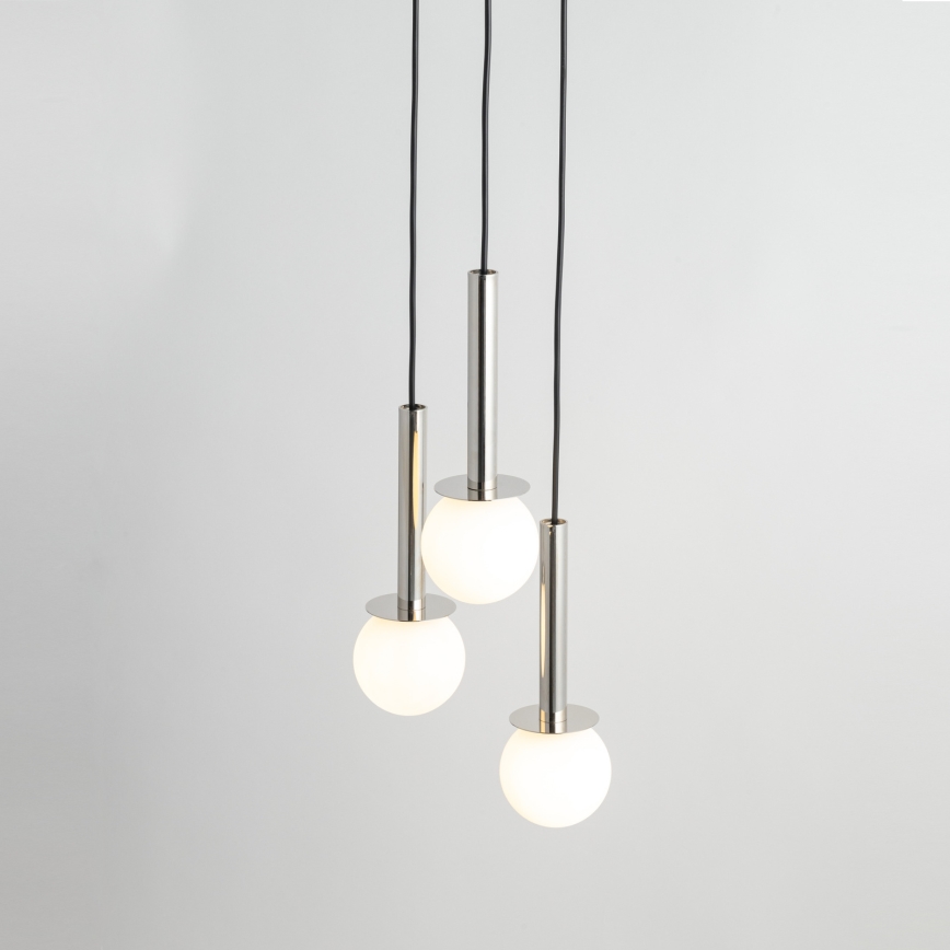 Hanglamp aan een koord DAISY 3xG9/12W/230V diameter 27 cm glanzend chroom/zwart/wit