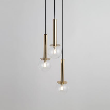 Hanglamp aan een koord DAISY 3xG9/12W/230V diameter 27 cm goud/zwart/doorzichtig