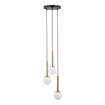 Hanglamp aan een koord DAISY 3xG9/12W/230V diameter 27 cm goud/zwart/wit