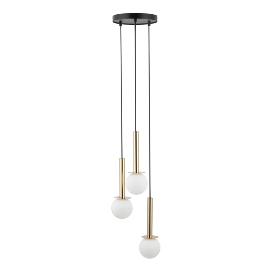 Hanglamp aan een koord DAISY 3xG9/12W/230V diameter 27 cm goud/zwart/wit