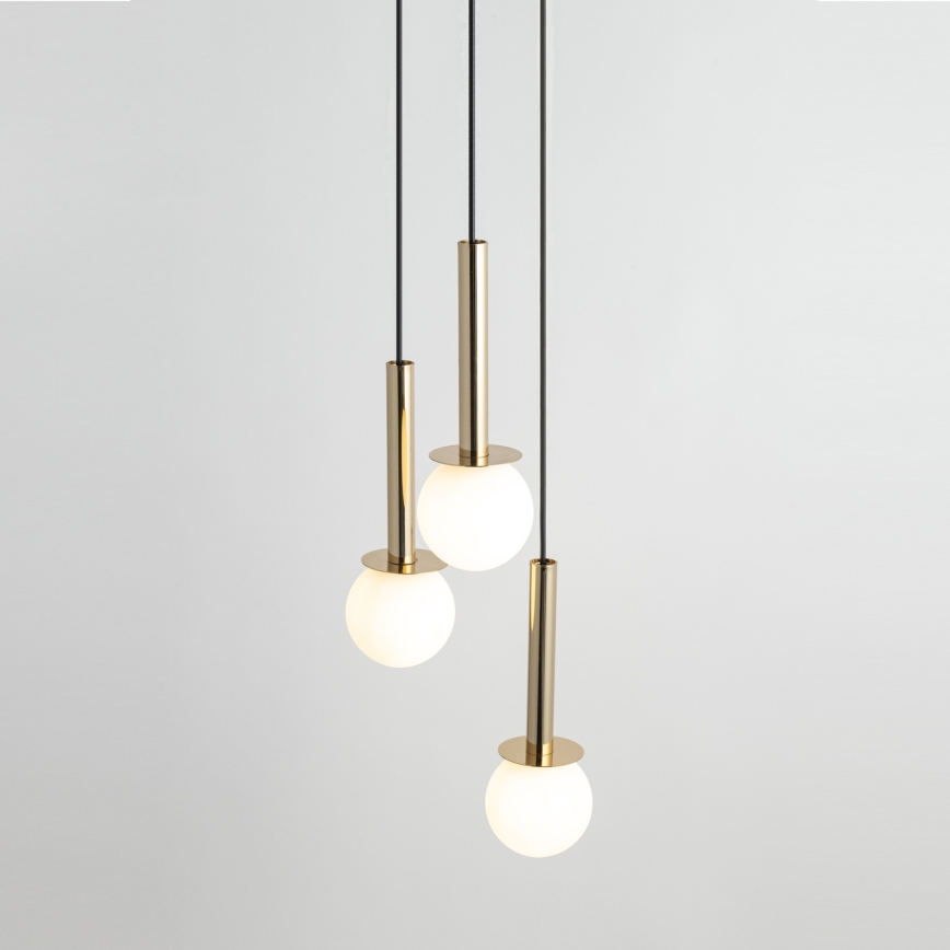 Hanglamp aan een koord DAISY 3xG9/12W/230V diameter 27 cm goud/zwart/wit