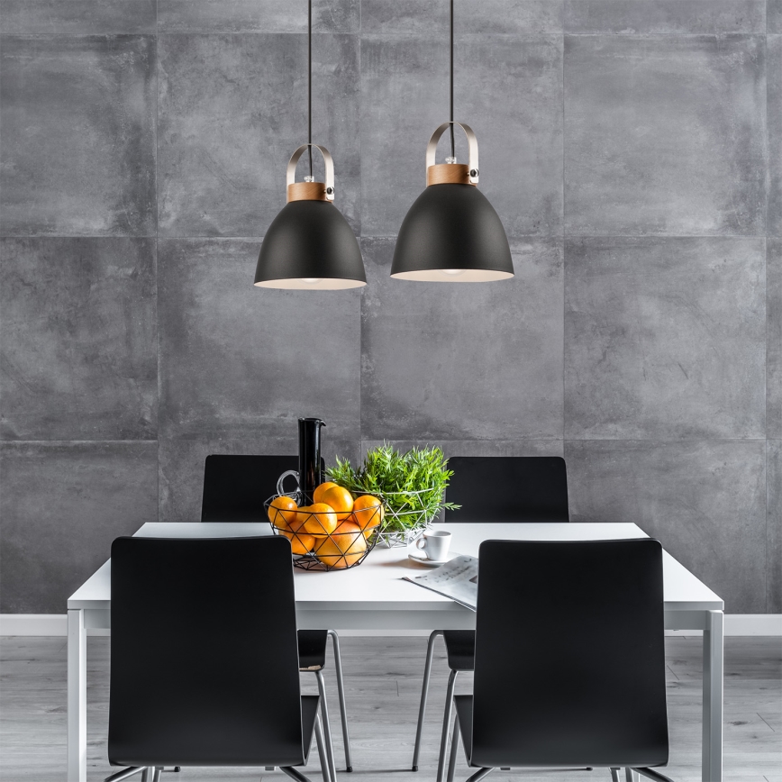Hanglamp aan een koord DANIELLE 2xE27/60W/230V beuken - FSC gecertificeerd