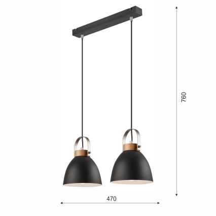 Hanglamp aan een koord DANIELLE 2xE27/60W/230V beuken - FSC gecertificeerd