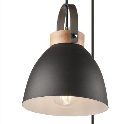 Hanglamp aan een koord DANIELLE 3xE27/60W/230V beuken - FSC gecertificeerd