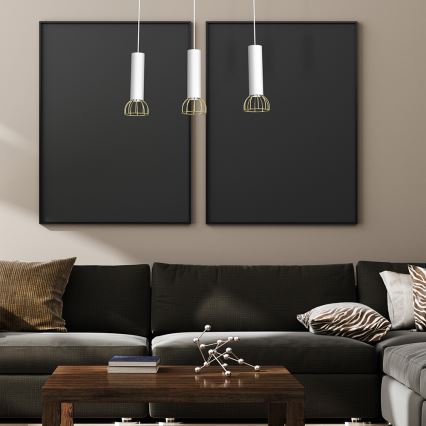Hanglamp aan een koord DANTE 3xGU10/25W/230V wit/goud