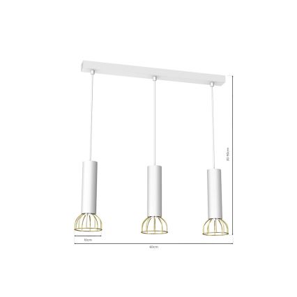 Hanglamp aan een koord DANTE 3xGU10/25W/230V wit/goud