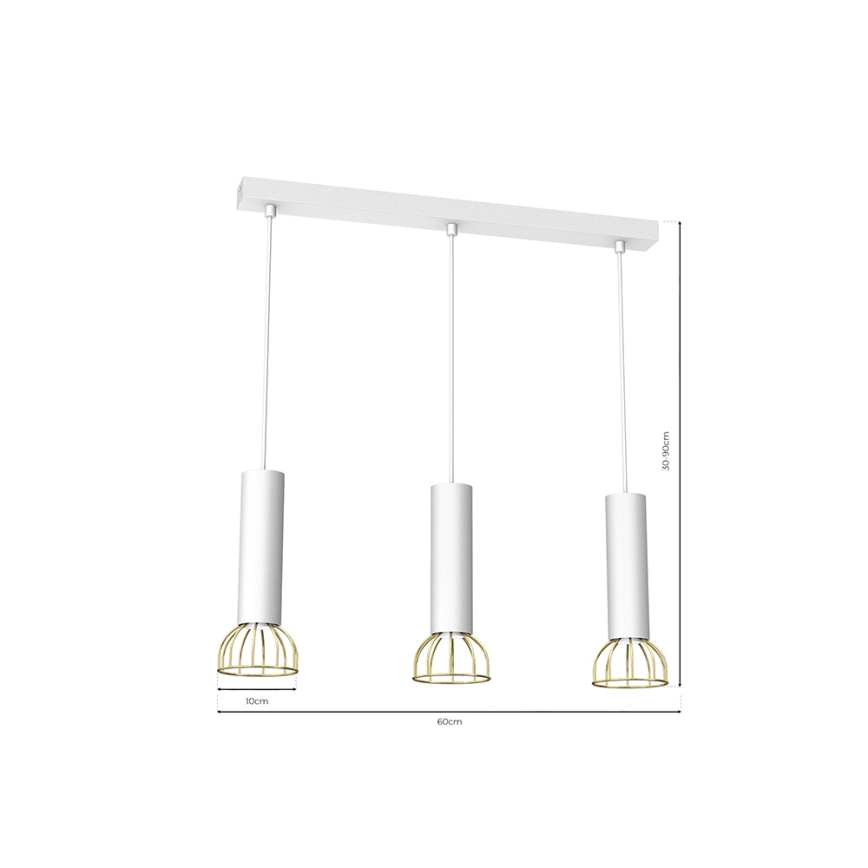 Hanglamp aan een koord DANTE 3xGU10/25W/230V wit/goud