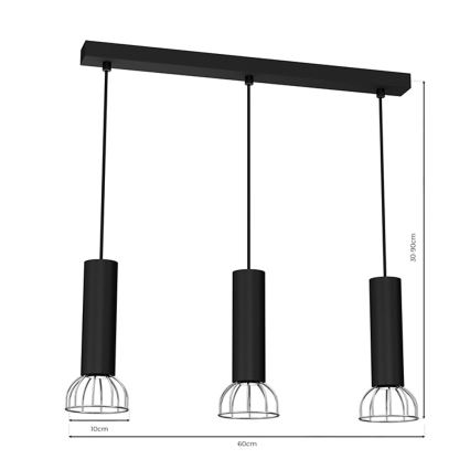 Hanglamp aan een koord DANTE 3xGU10/25W/230V zwart/glanzend chroom