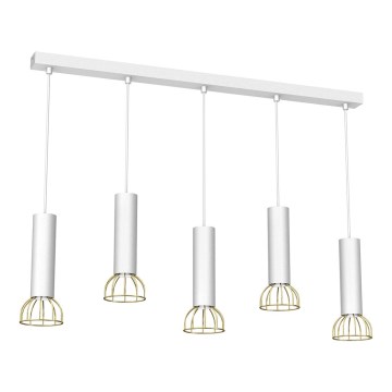 Hanglamp aan een koord DANTE 5xGU10/25W/230V wit/goud