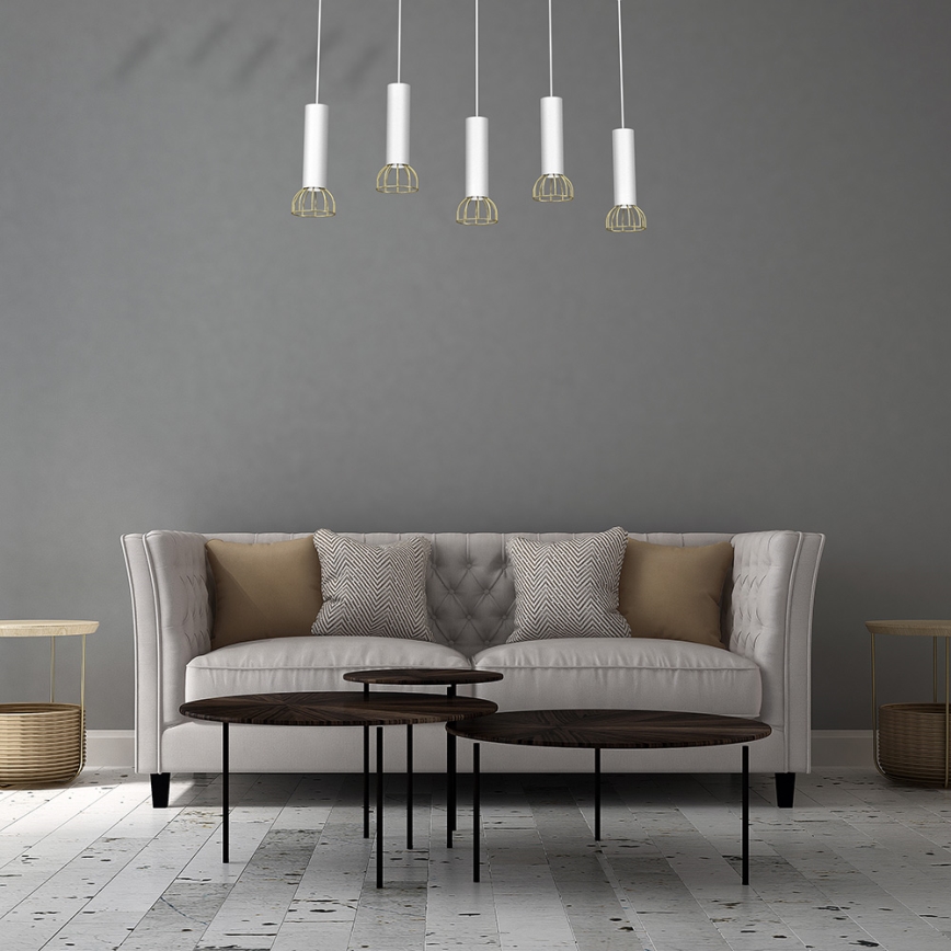 Hanglamp aan een koord DANTE 5xGU10/25W/230V wit/goud