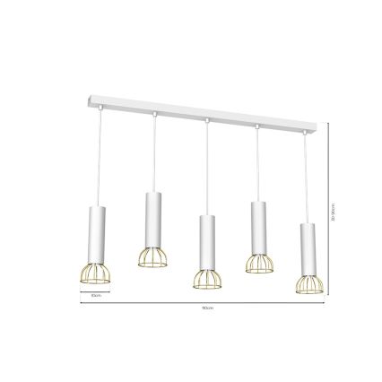 Hanglamp aan een koord DANTE 5xGU10/25W/230V wit/goud