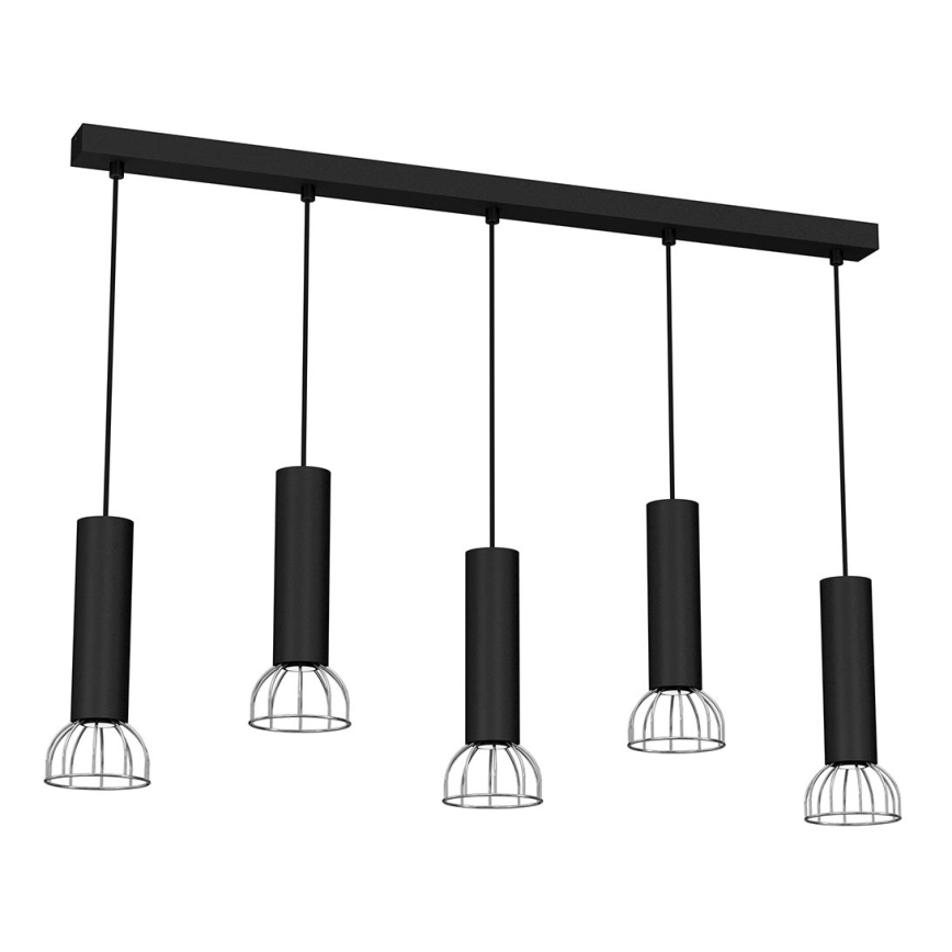 Hanglamp aan een koord DANTE 5xGU10/25W/230V zwart/glanzend chroom