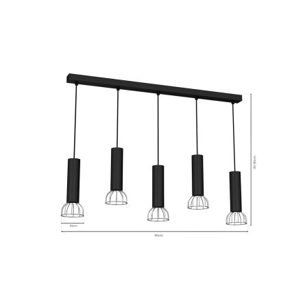 Hanglamp aan een koord DANTE 5xGU10/25W/230V zwart/glanzend chroom