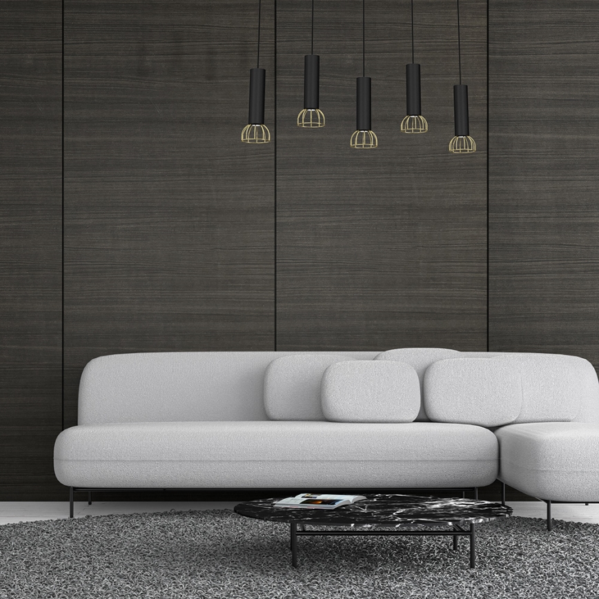 Hanglamp aan een koord DANTE 5xGU10/25W/230V zwart/goud