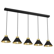 Hanglamp aan een koord DEMET 5xE27/60W/230V zwart/gouden