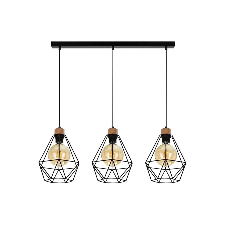 Hanglamp aan een koord DIAMENT 3xE27/60W/230V eiken