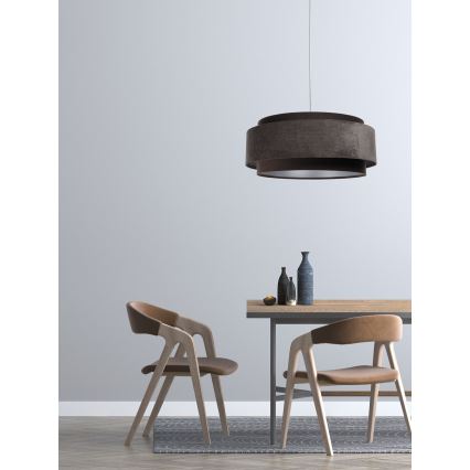 Hanglamp aan een koord DOBLO 1xE27/60W/230V d. 60 cm bruin/zilver